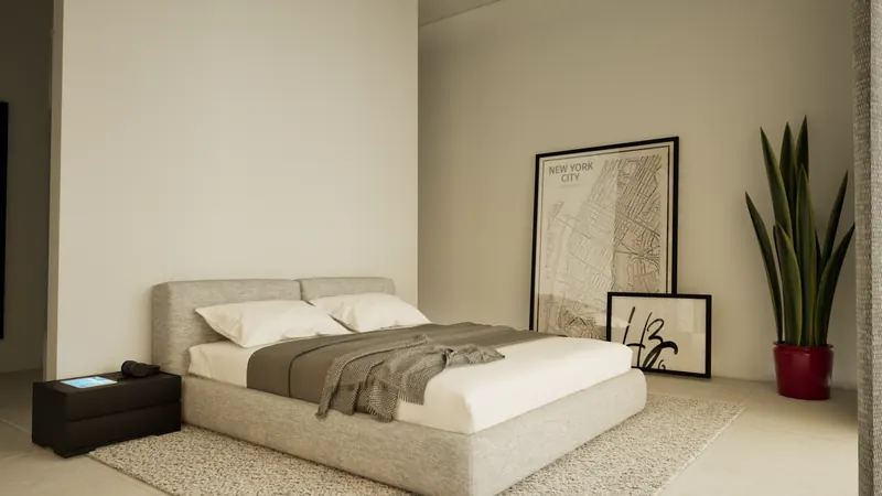 Villa P master bedroom interior view 2